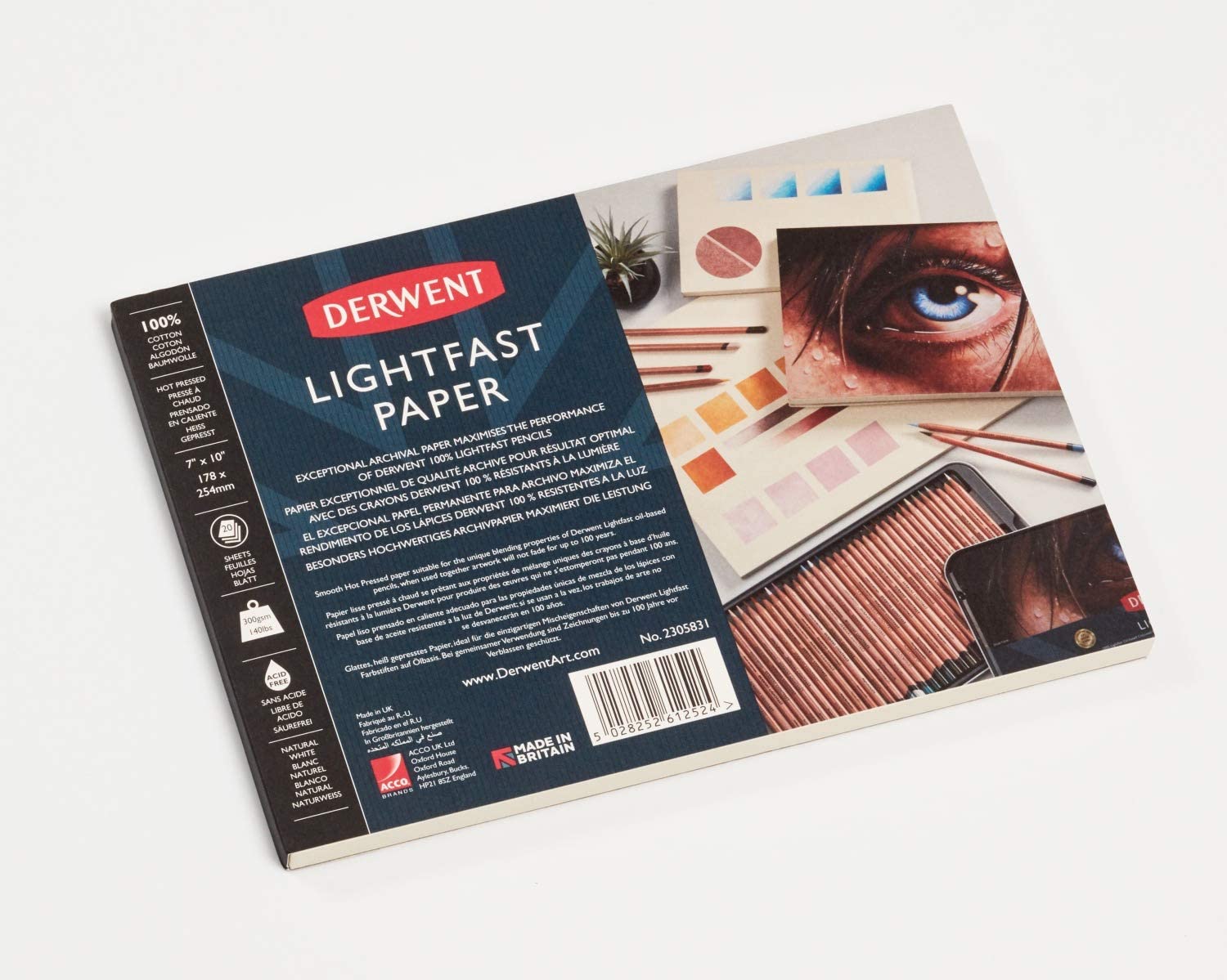 Derwent - Lichtechter Papier-Skizzenblock - 300 g/m²-140 lb 7 x 10"