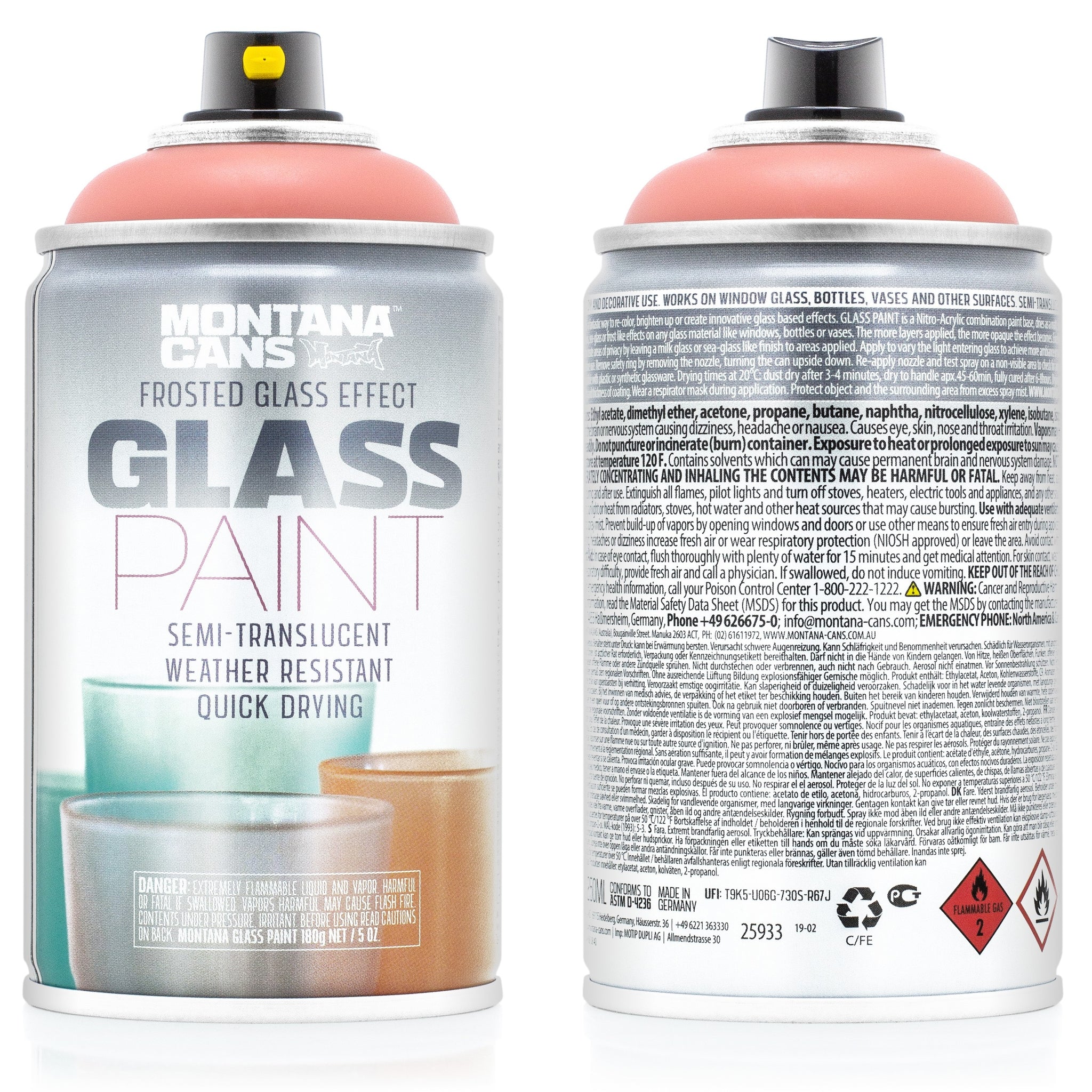 Montana - GLASS Paint 250ml - Coral Red 3010
