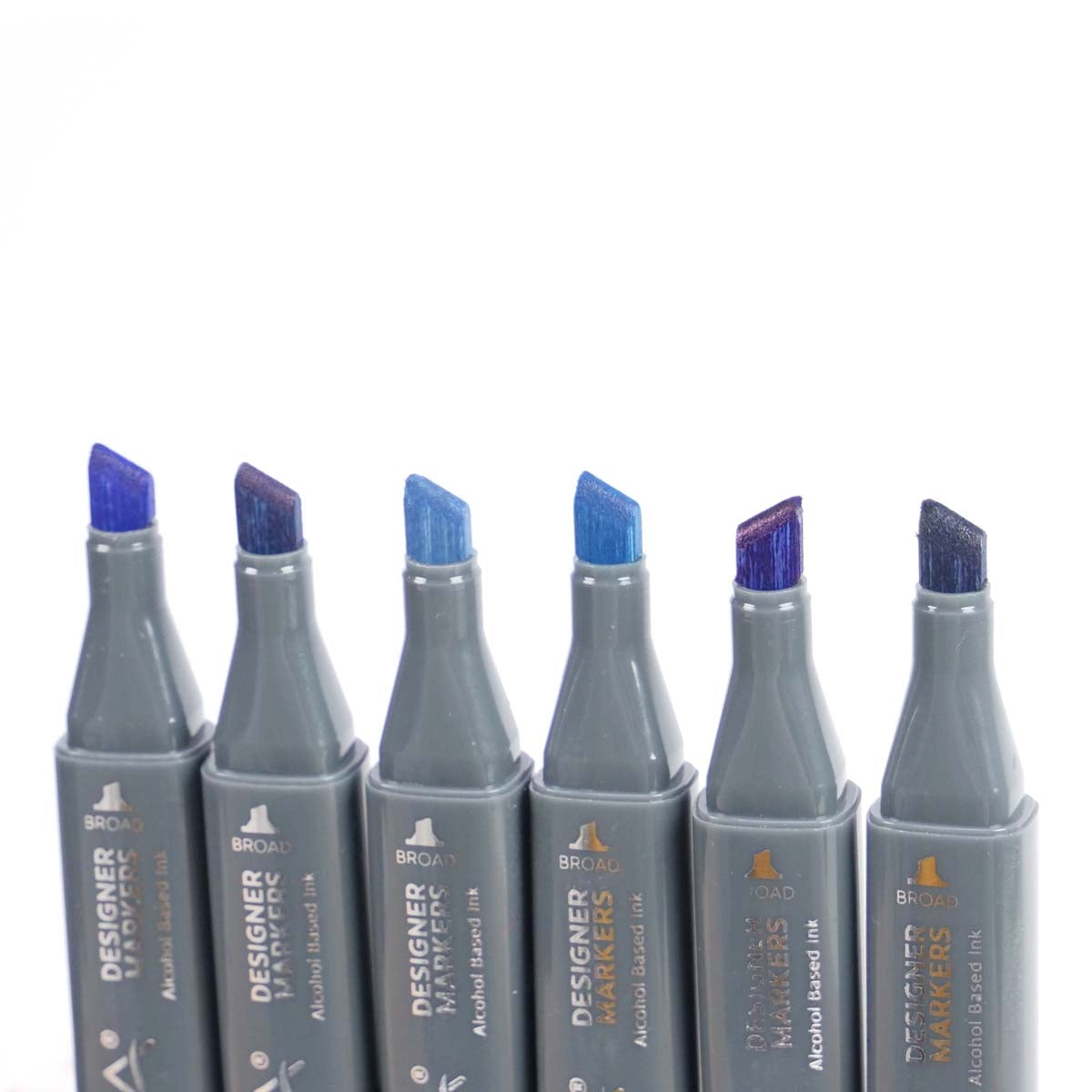 NOVA - Designer Markers - Dubbele tip - Basis op basis van alcohol - 6 Pack - Blues