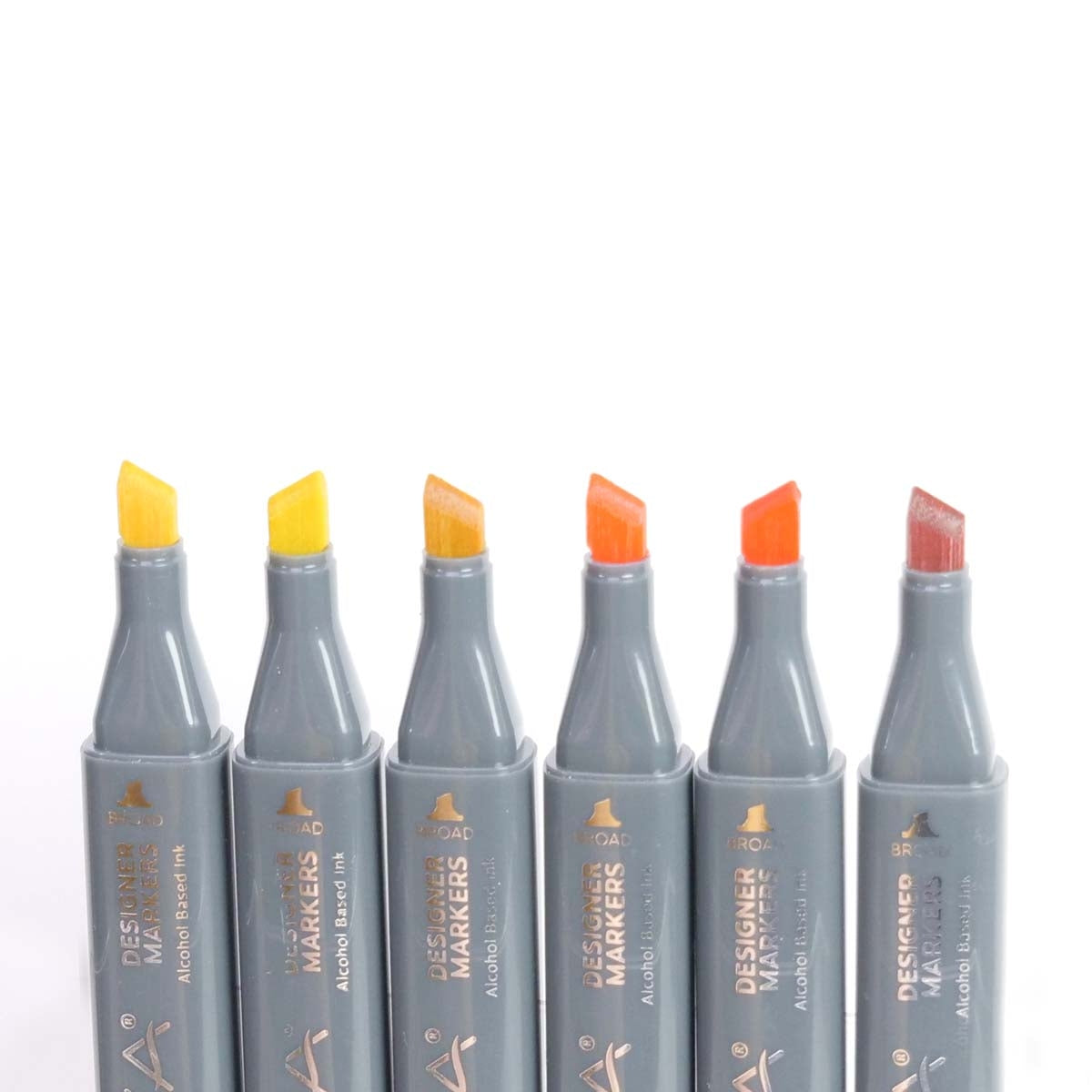 NOVA - Designer Markers - Dubbele tip - Basis op basis van alcohol - 6 Pack - Orange - Yellows