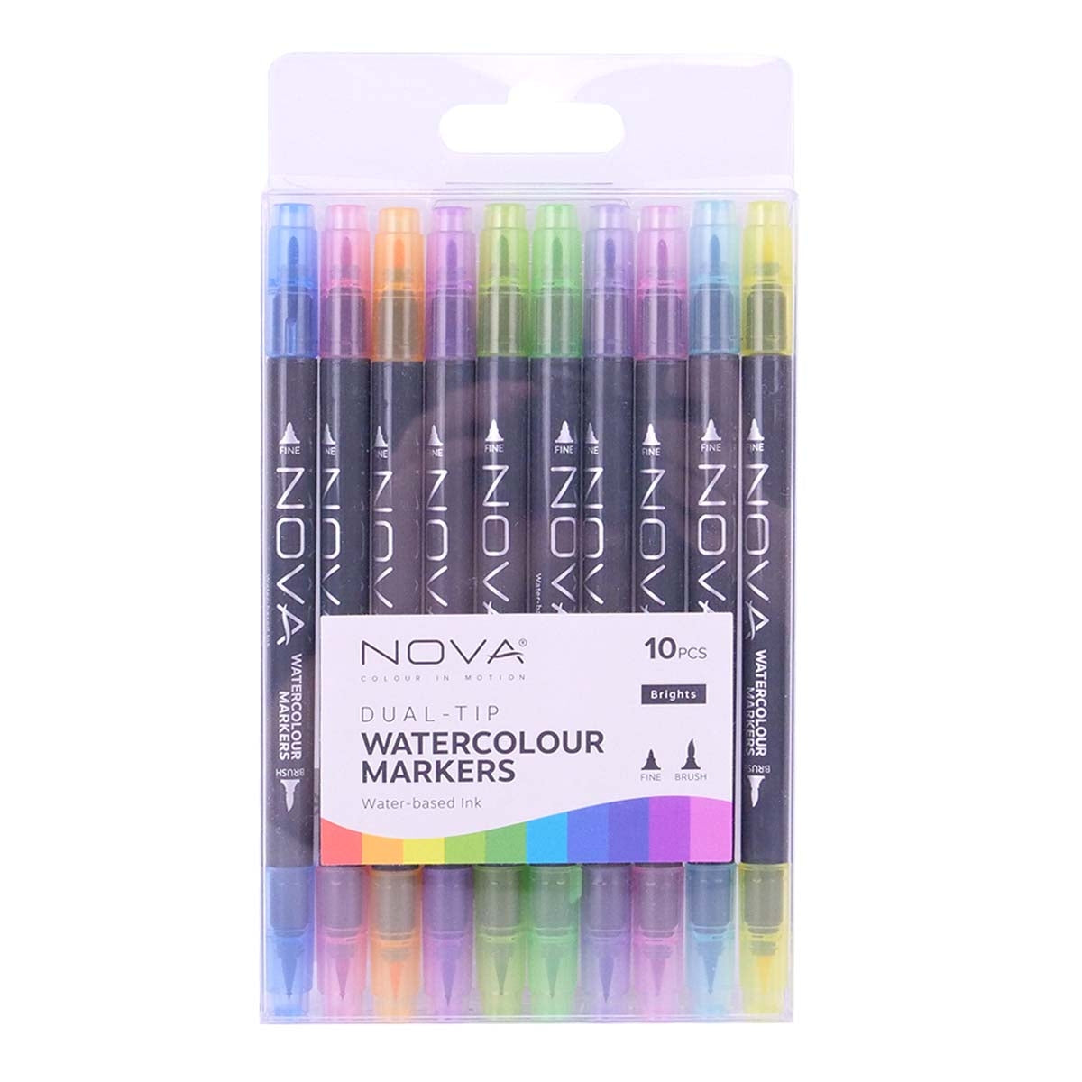 Nova - Marcatori ad acquerello - Dual Tip - Rainbow - 10 Pack