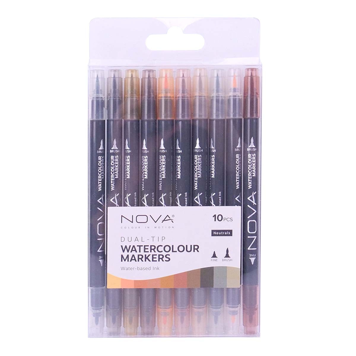 Nova - Watercolour Markers - Dual Tip - Neutrals - 10 Pack