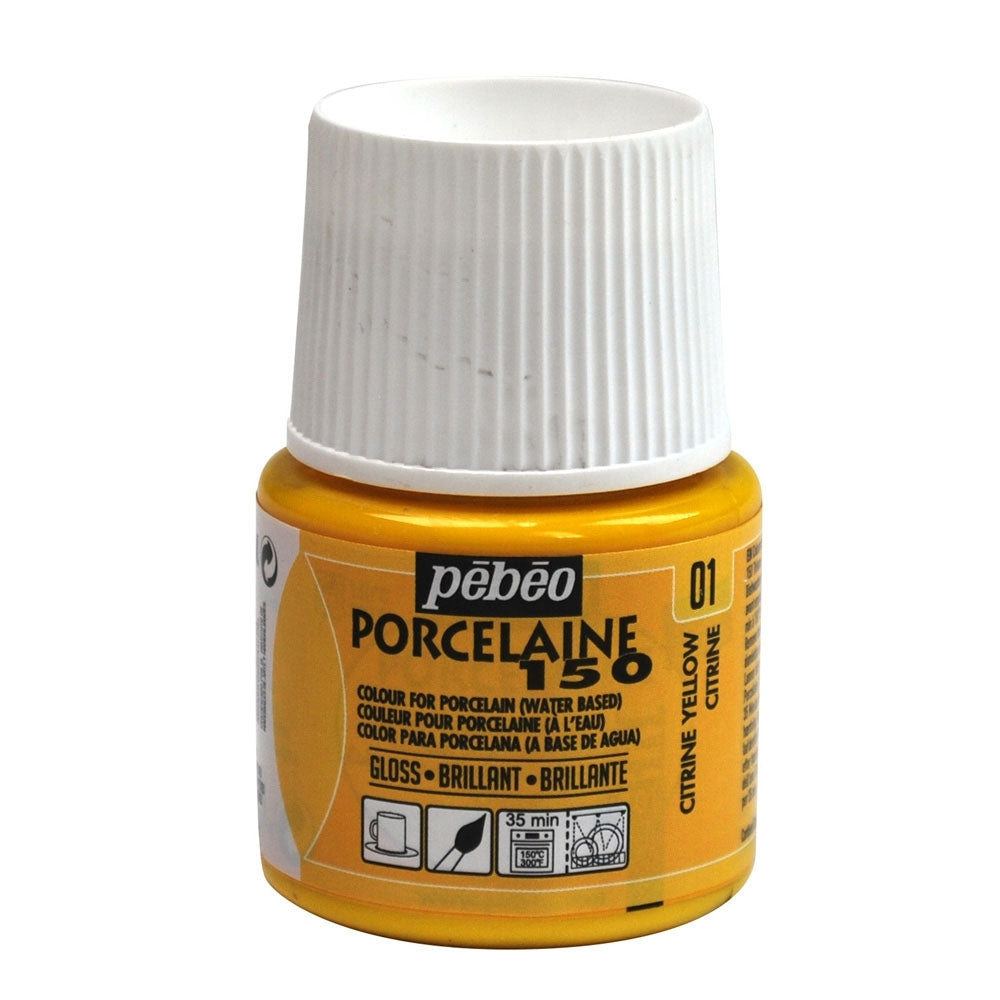 Pebeo - Porcelaine 150 Gloss Paint - Citrine geel - 45 ml