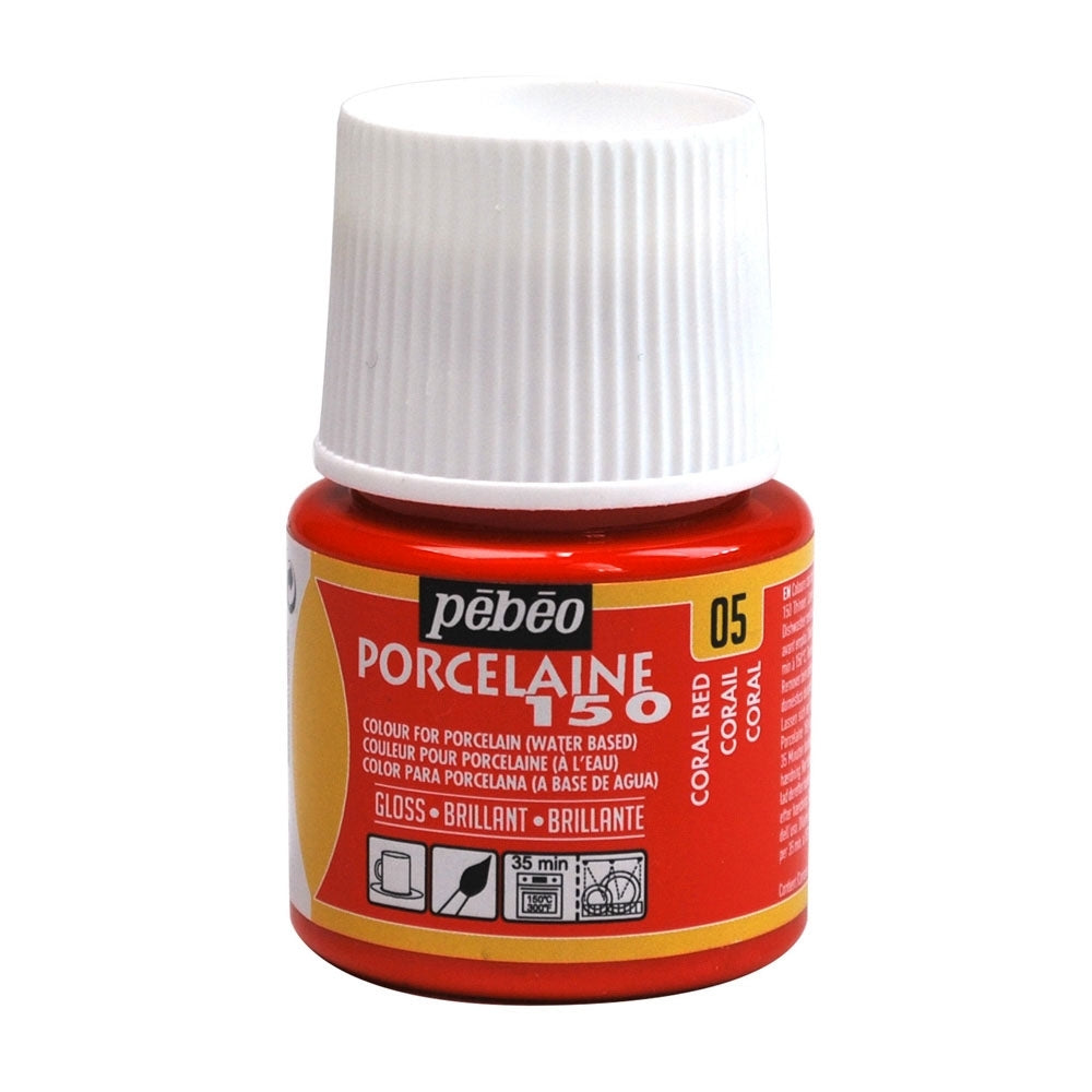 Pebeo - Porcelaine 150 Gloss Paint - Coral Red - 45ml