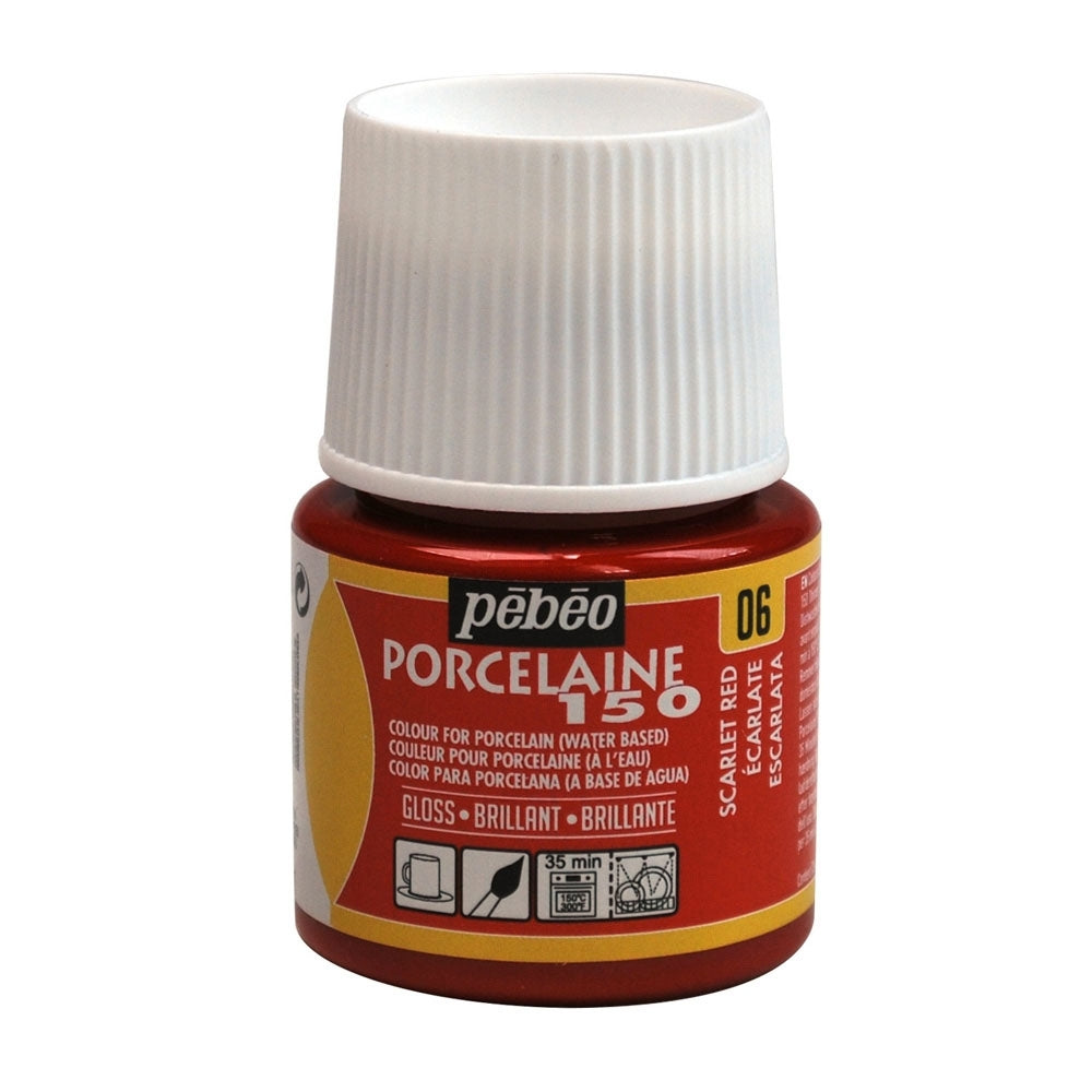 Pebeo - Porcelaine 150 Gloss Paint - Scarlet Red - 45ml
