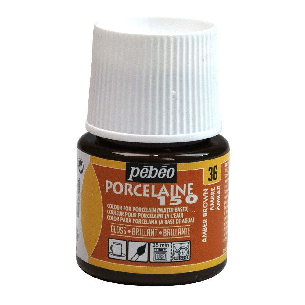 Pebeo - Porcelaine 150 Gloss Paint - Amber Brown - 45 ml