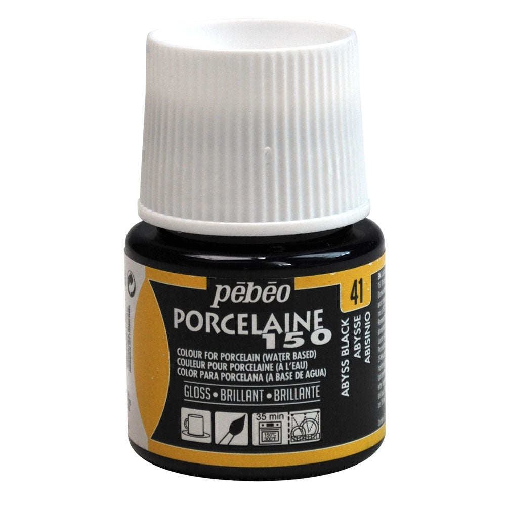 Pebeo - Porcelaine 150 Gloss Paint - Abyss Black - 45 ml