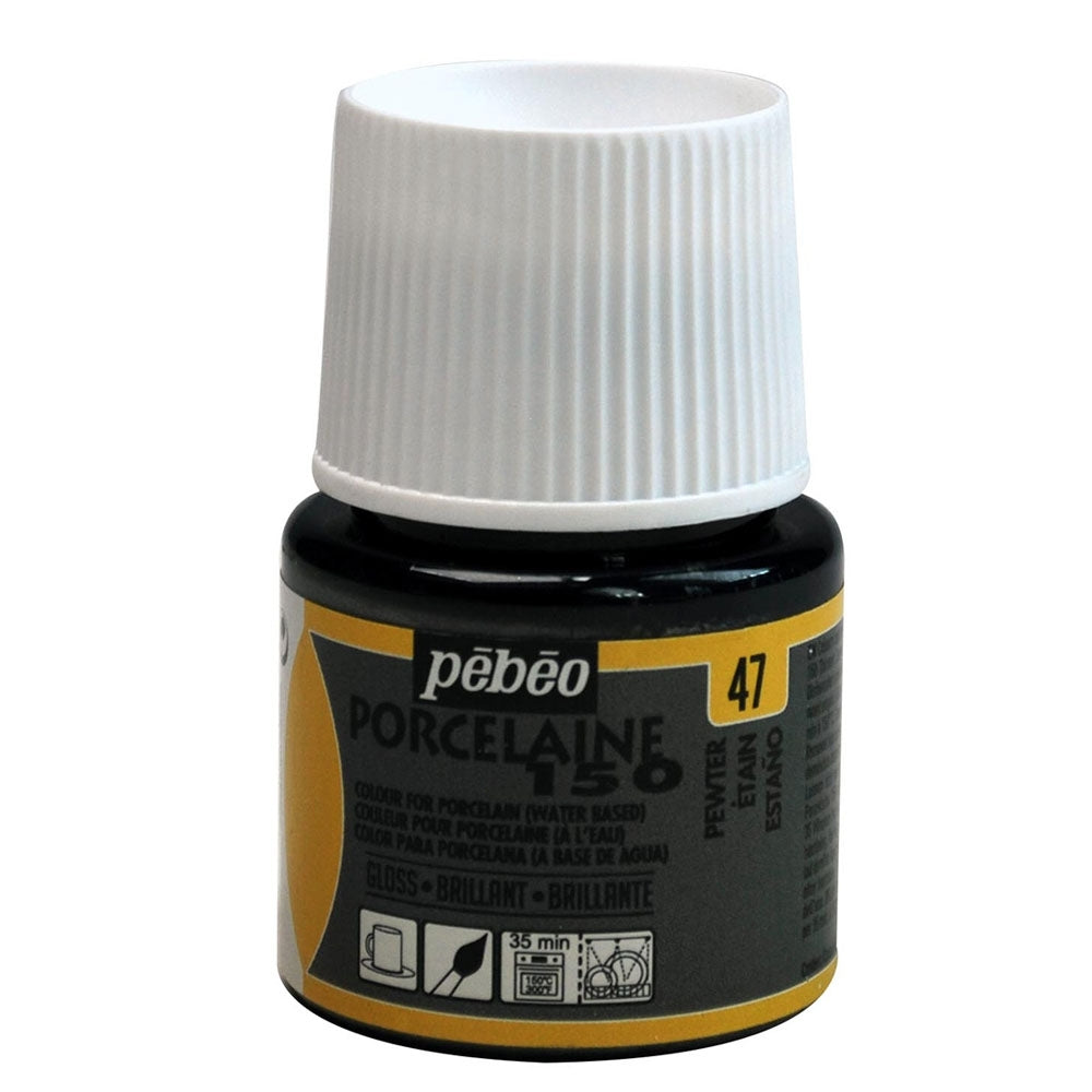 Pebeo - Porcelaine 150 Gloss Paint - Pewter - 45 ml