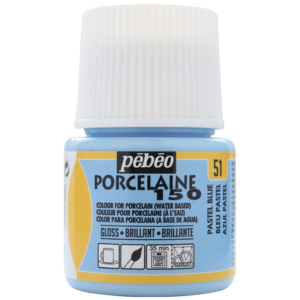 Pebeo - Porcelaine 150 Gloss Paint - Blue pastel - 45 ml