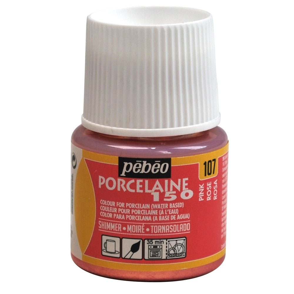Pebeo - Porcelaine 150 Gloss Paint - Shimmer Pink - 45 ml