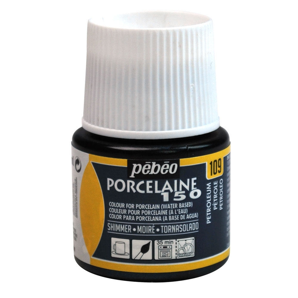 Pebeo - Porcelaine 150 Gloss Paint - Shimmer Petroleum - 45 ml
