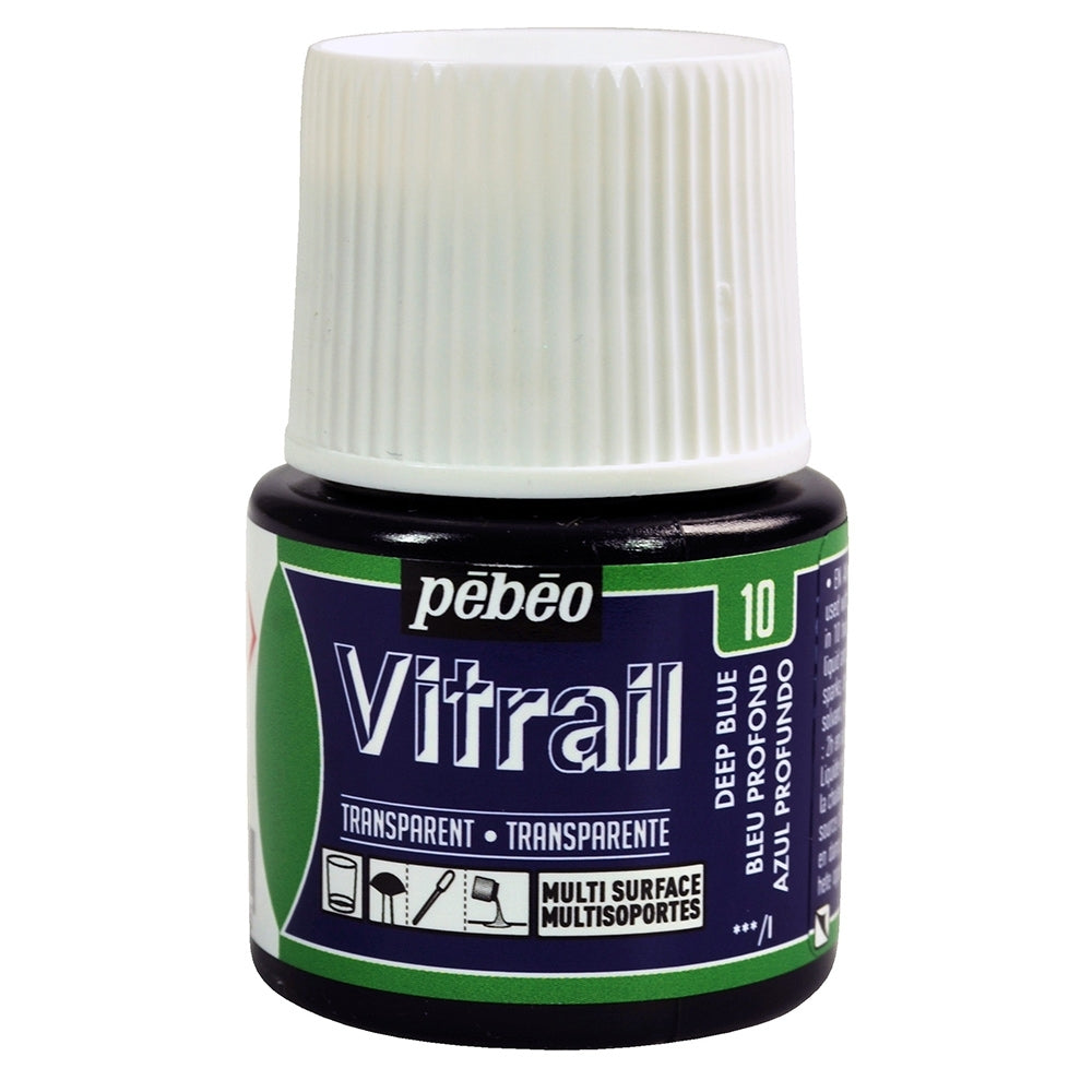Pebeo - Vitrail - Glas en tegelverf - transparant - diepblauw - 45 ml