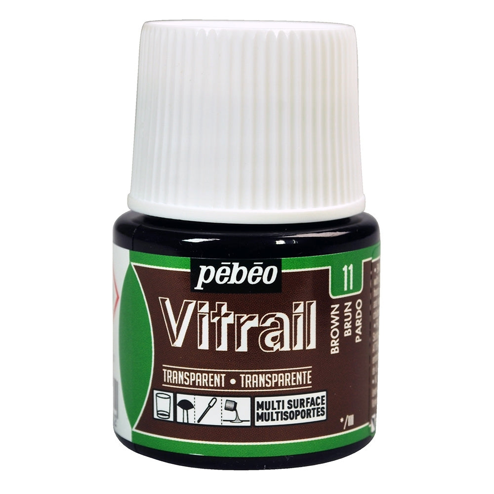 Pebeo - Vitrail - Vernice di vetro e piastrelle - trasparente - marrone - 45 ml