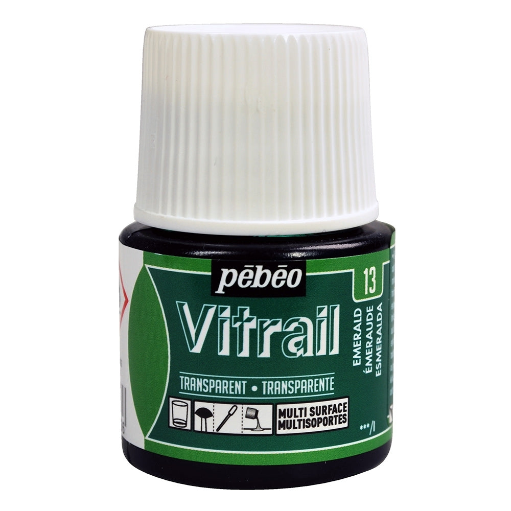 Pebeo - Vitrail - Vernice di vetro e piastrelle - trasparente - Emerald - 45ml