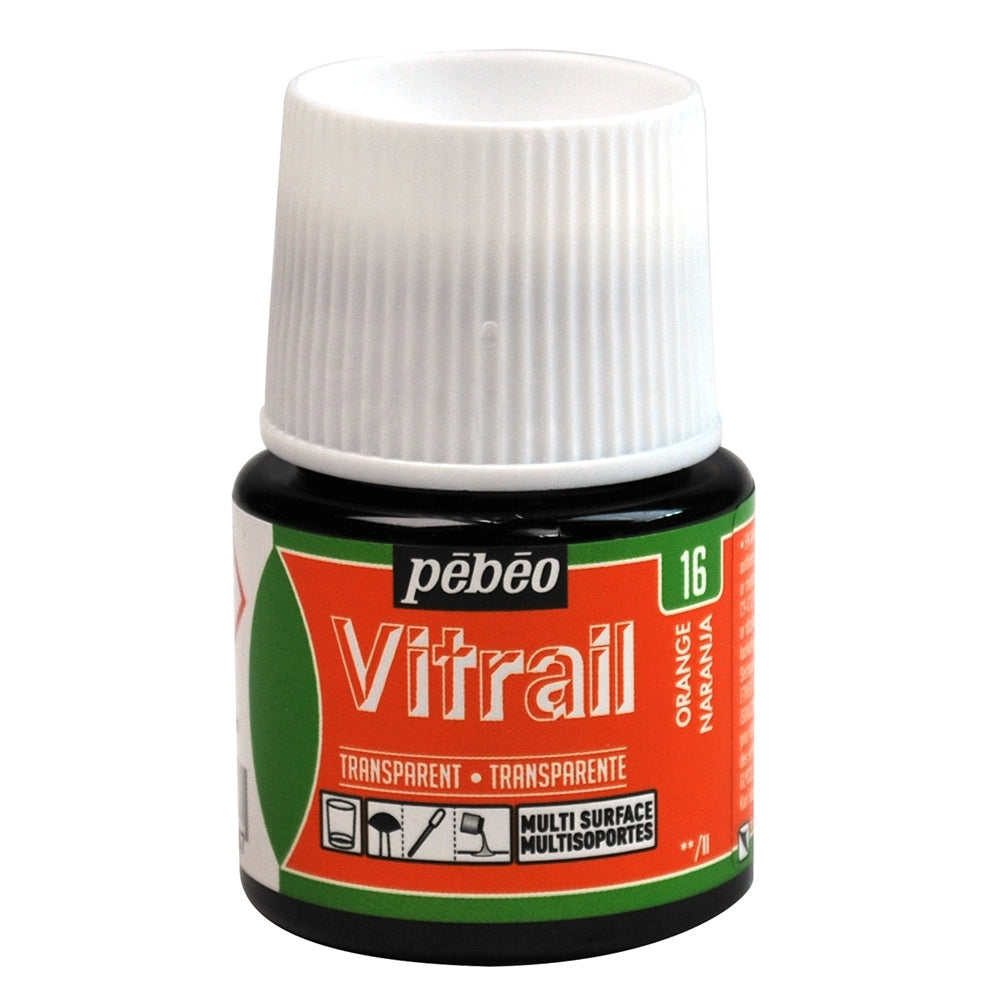 Pebeo - Vitrail - Glas en tegelverf - transparant - oranje - 45 ml