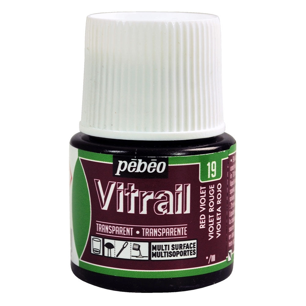 Pebeo - Vitrail - Vernice di vetro e piastrelle - trasparente - viola rosso - 45 ml