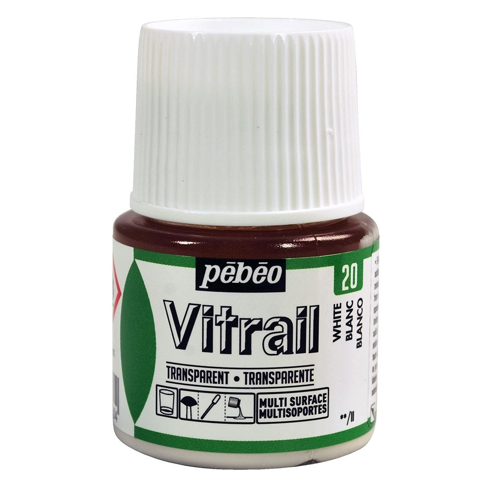 Pebeo - Vitrail - Vernice di vetro e piastrelle - Transparente - Bianco - 45 ml
