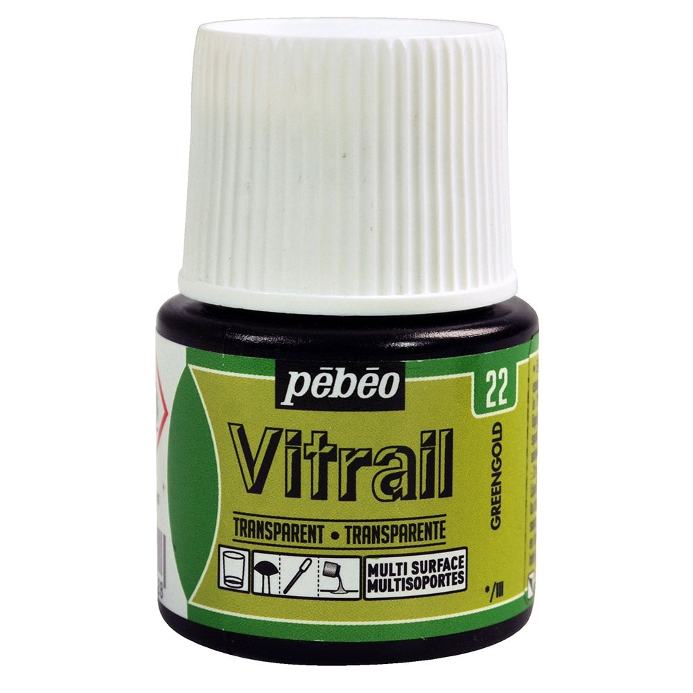 Pebeo - Vitrail - Glas- und Fliesenfarbe - transparent - Greengold - 45 ml