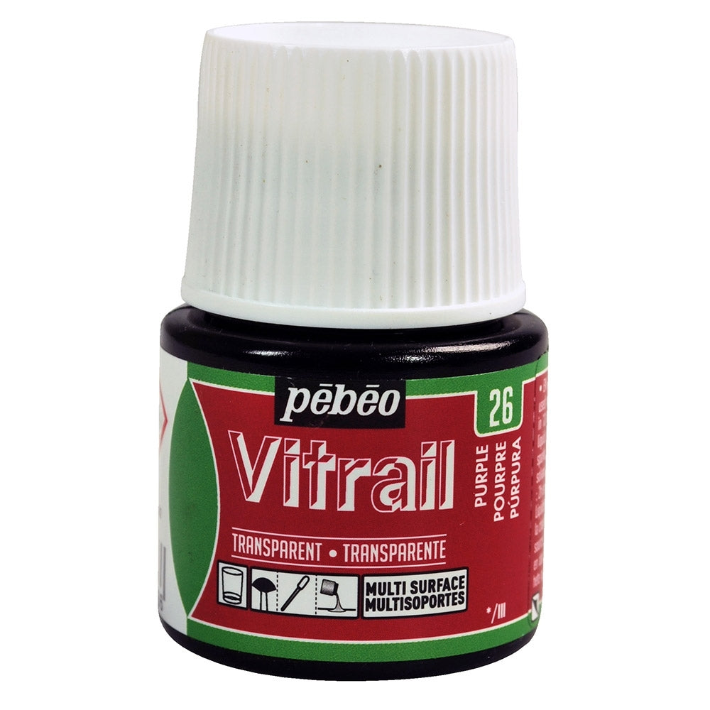 Pebeo - Vitrail - Glas en tegelverf - Transparant - Paars - 45 ml