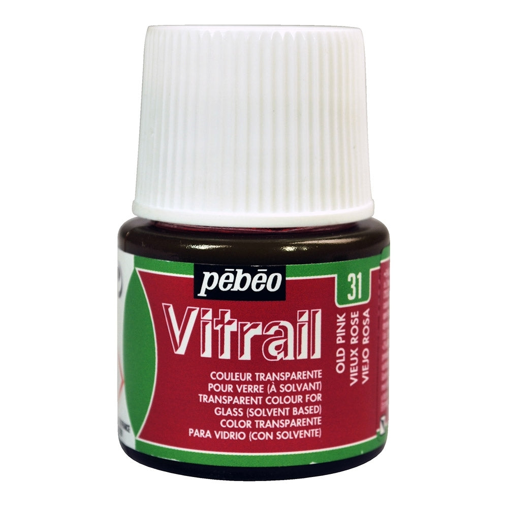 Pebeo - Vitrail - Glas en tegelverf - Transparant - Oud roze - 45 ml