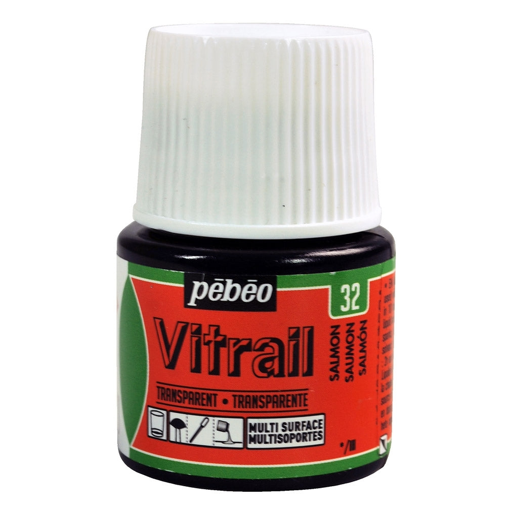 Pebeo - Vitrail - Glas en tegelverf - transparant - zalm - 45 ml