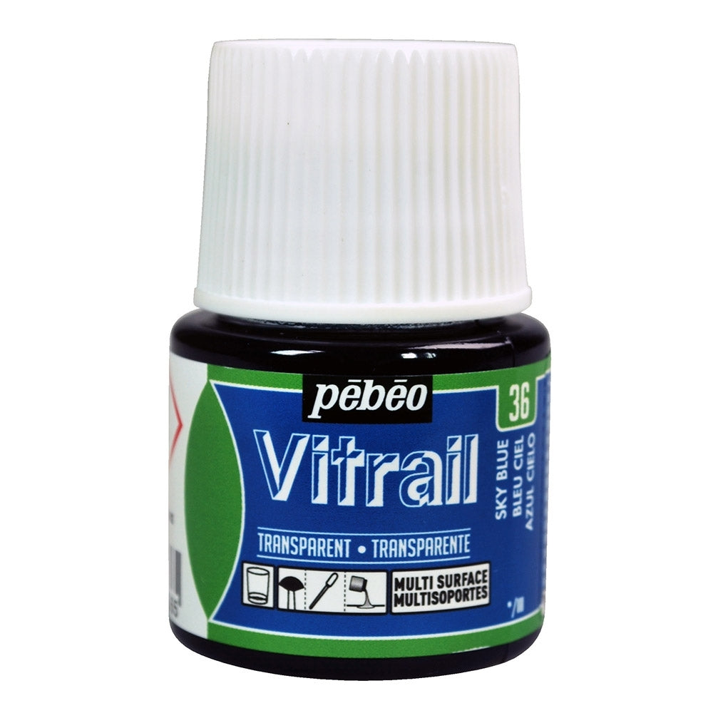 Pebeo - Vitrail - Vernice di vetro e piastrelle - trasparente - azzurro - 45 ml
