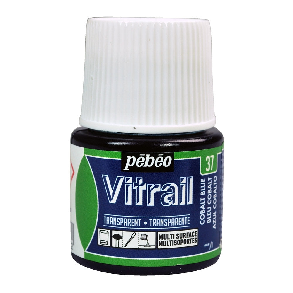 Pebeo - Vitrail - Glas en tegelverf - Transparant - Cobalt Blue - 45ml
