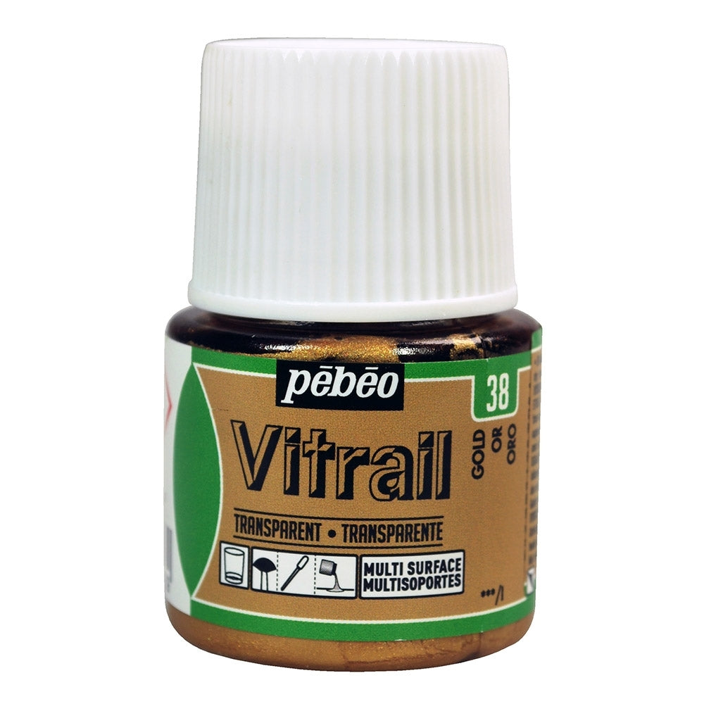 Pebeo - Vitrail - Glas en tegelverf - transparant - goud - 45 ml