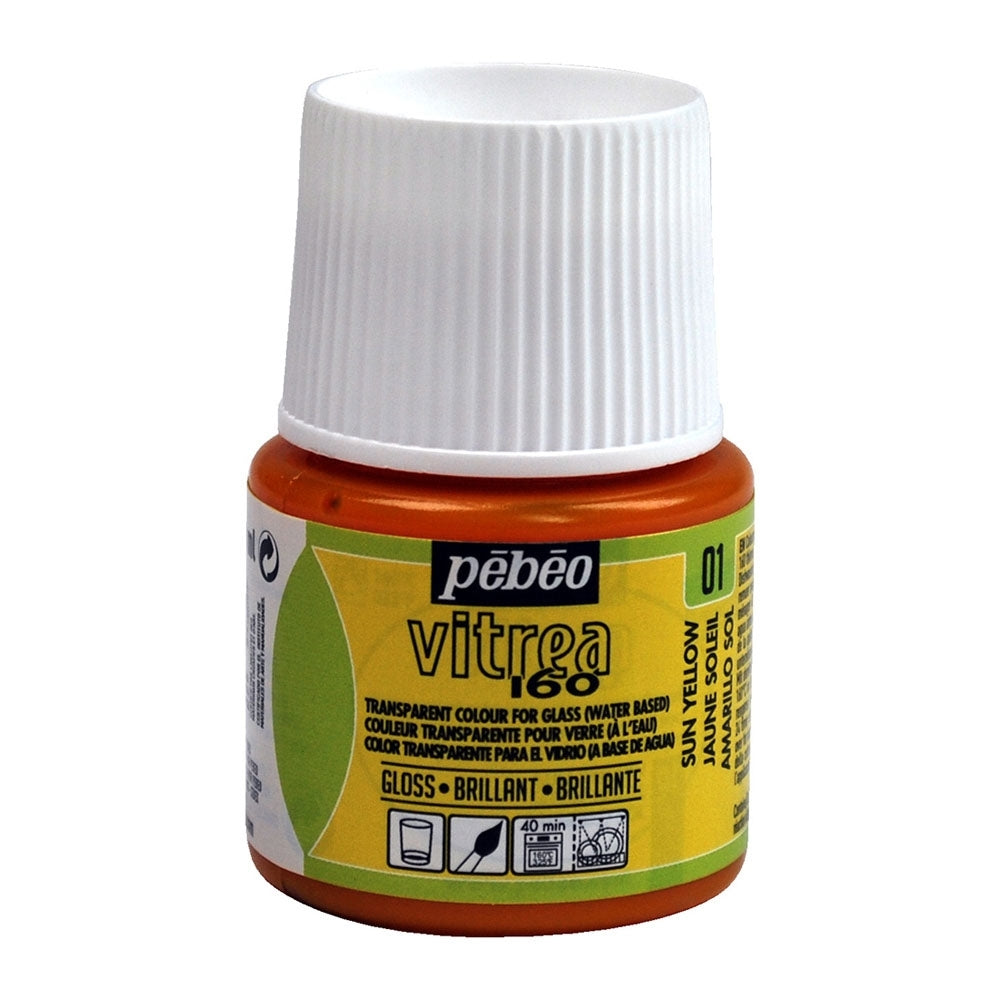 Pebeo - Vitrea 160 - Glas- en tegelverf - Glans - Sun geel - 45 ml