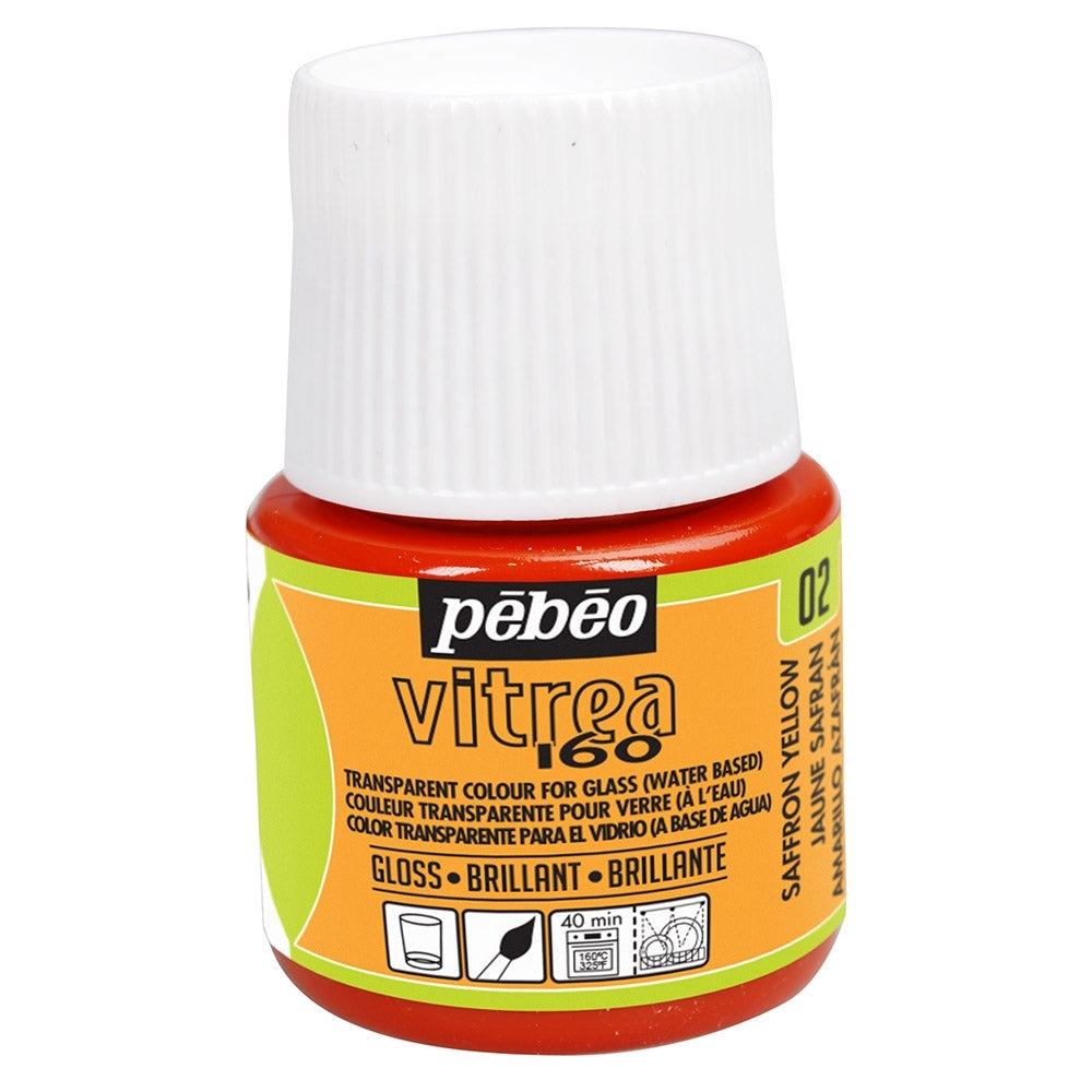 Pebeo - vitrea 160 - Verre et carreau de peinture - Glucine - Saffron Jaune - 45 ml