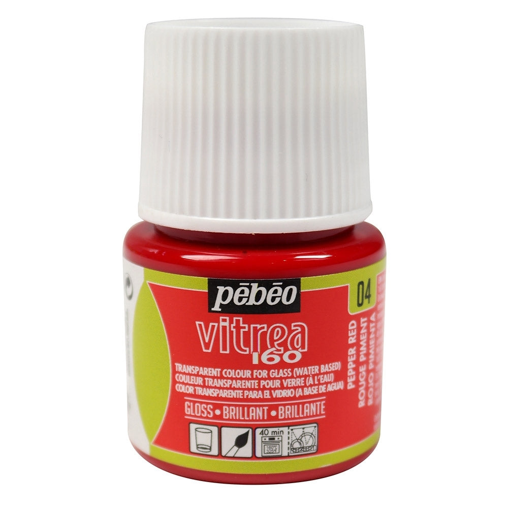 Pebeo - Vitrea 160 - Glas- en tegelverf - Glans - Rode peper - 45 ml