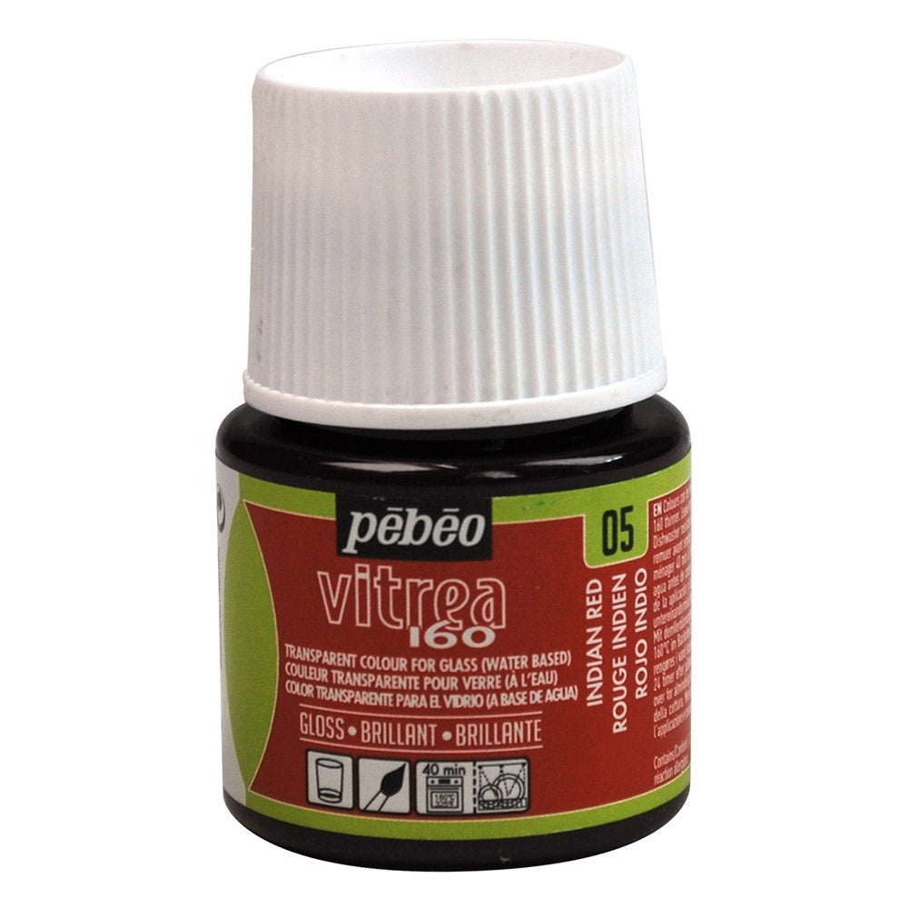 Pebeo - Vitrea 160 - Glas- und Fliesenfarbe - Gloss - Indianrot - 45 ml