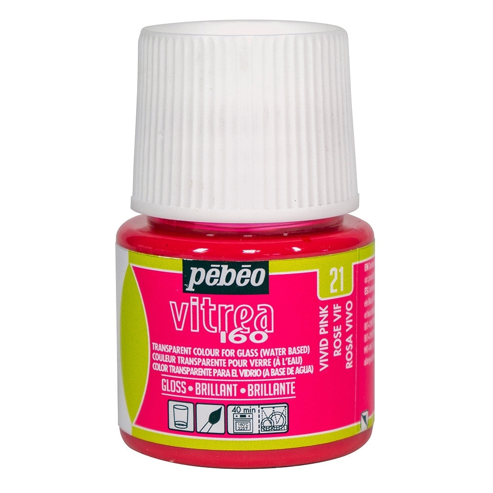 Pebeo - Vitrail - Vernice di vetro e piastrelle - Gloss - Pink vivido - 45 ml