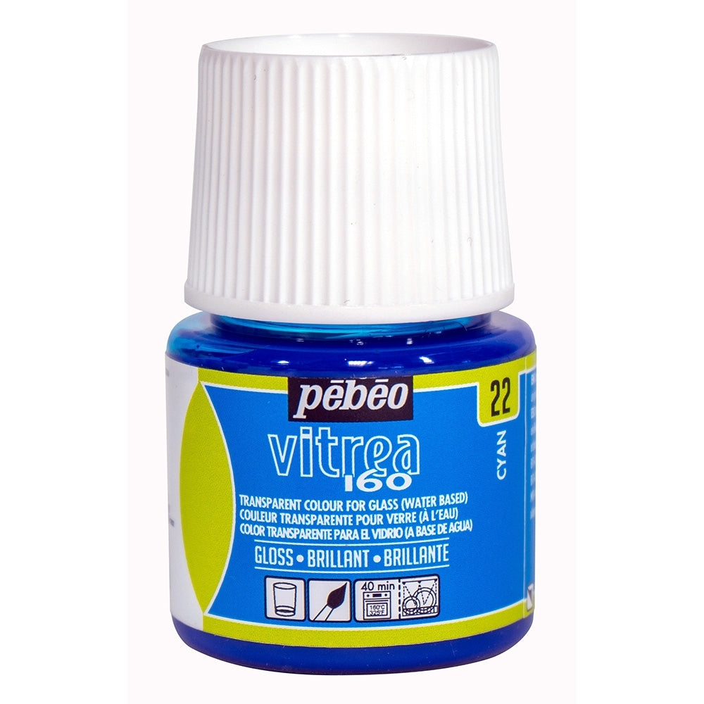 Pebeo - Vitrea 160 - Glass & Tile - Gloss - Cyan - 45ml