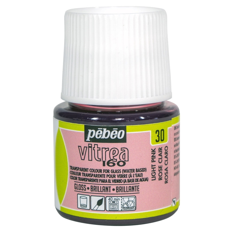 Pebeo - vitrea 160 - Verre et carreau de peinture - brillant - rose clair - 45 ml