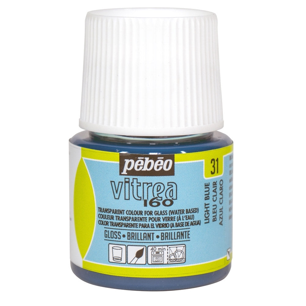 Pebeo - Vitrea 160 - Vernice di vetro e piastrelle - Gloss - Blu chiaro - 45ml