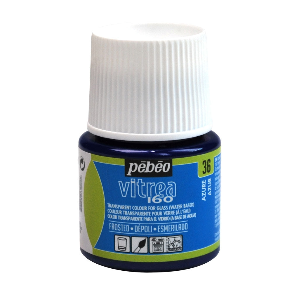 Pebeo - Vitrea 160 - Glas- en tegelverf - Frosted - Azure - 45 ml