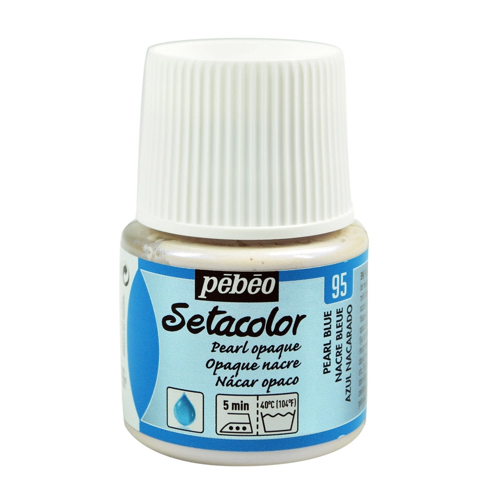 Pebeo - Setacolor Stoff & Textilfarbe - undurchsichtiger Perle - Blau - 45 ml