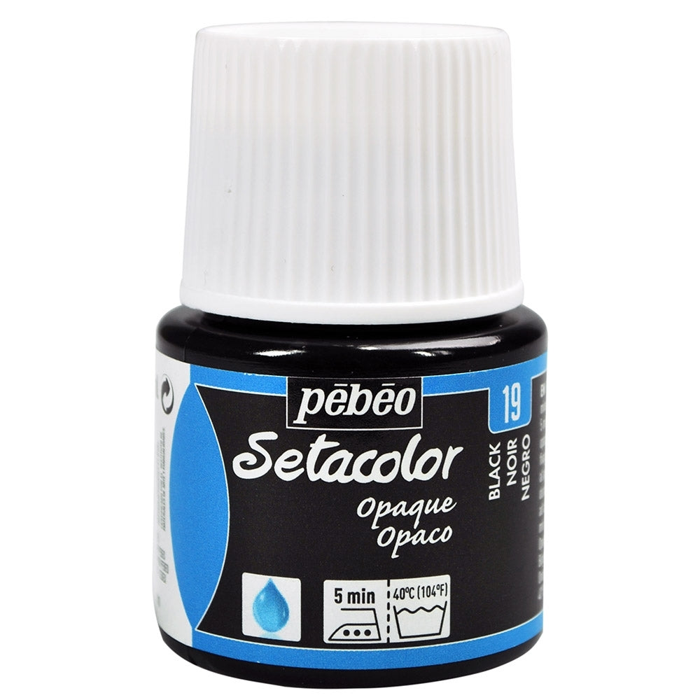 Pebeo - Setacolor Stoff & Textilfarbe - undurchsichtiger Matt - Schwarz - 45 ml