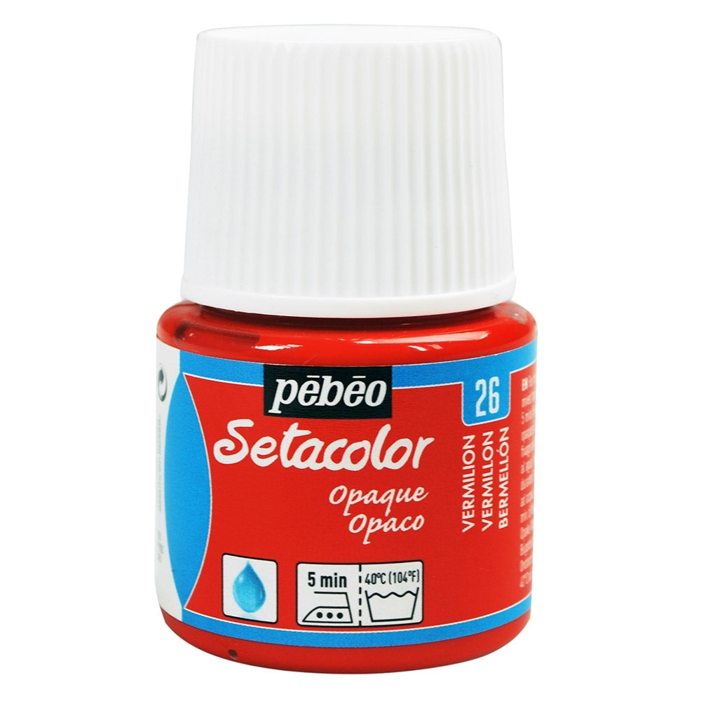Pebeo - Setacolor Stoff & Textilfarbe - undurchsichtiger Matt - Vermilion - 45 ml