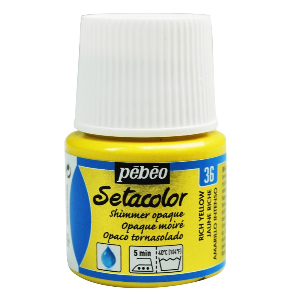 Pebeo - Setacolor Stoff & Textilfarbe - undurchsichtiges Schimmer - reich gelb - 45 ml