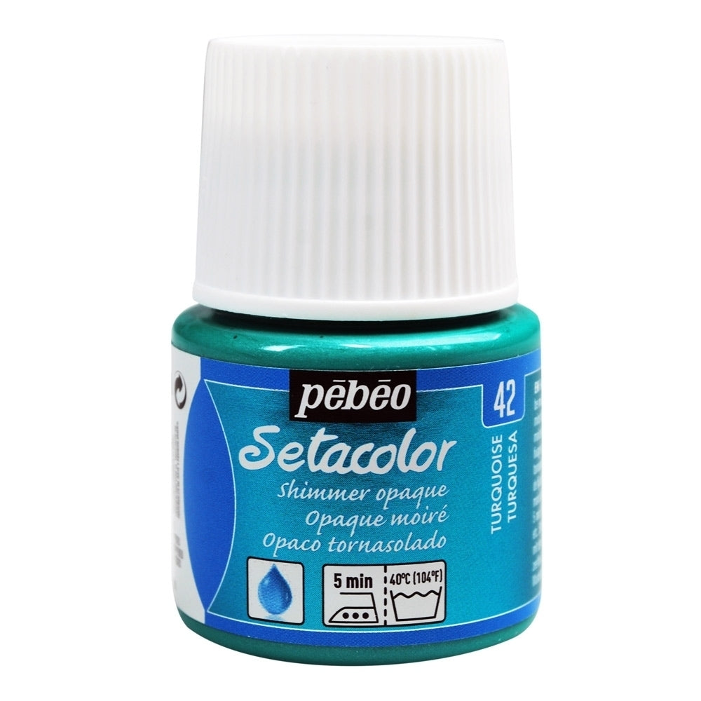 Pebeo - Setacolor Fabric & Textile Paint - Opaque Shimmer - Turquoise - 45ml