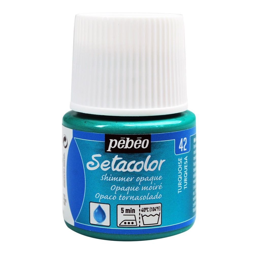 Pebeo - Setacolor Stoff & Textilfarbe - undurchsichtiger Schimmer - Türkis - 45 ml