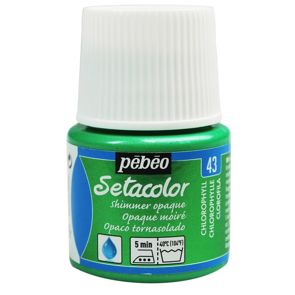 Pebeo - Setacolor Fabric & Textile Paint - Opaque Shimmer - Chlorophyll - 45ml