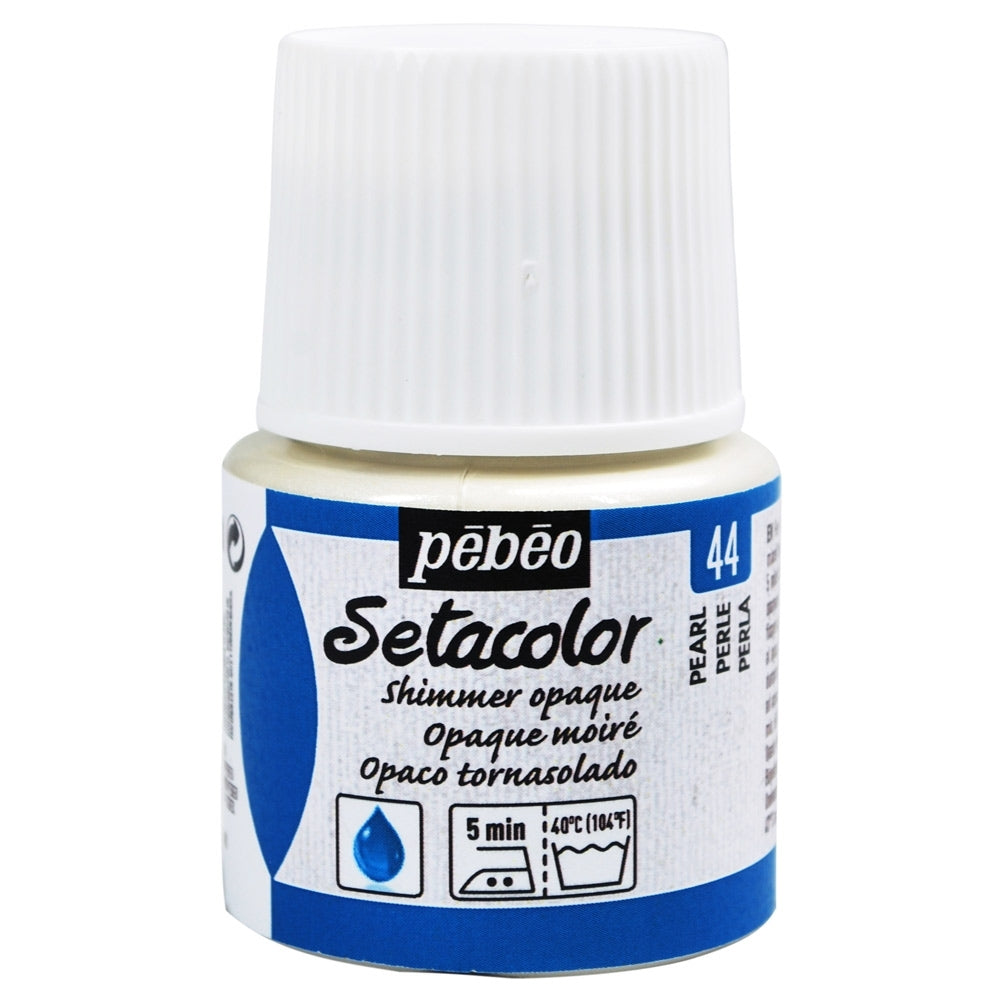 Pebeo - Setacolor Stoff & Textilfarbe - undurchsichtiger Schimmer - Perle - 45 ml