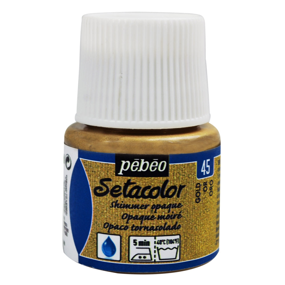 Pebeo - Setacolor Stoff & Textilfarbe - undurchsichtiges Schimmer - Gold - 45 ml