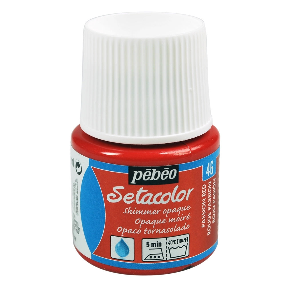 Pebeo - Setacolor Fabric & Textile Paint - Opaque Shimmer - Passion Red - 45 ml