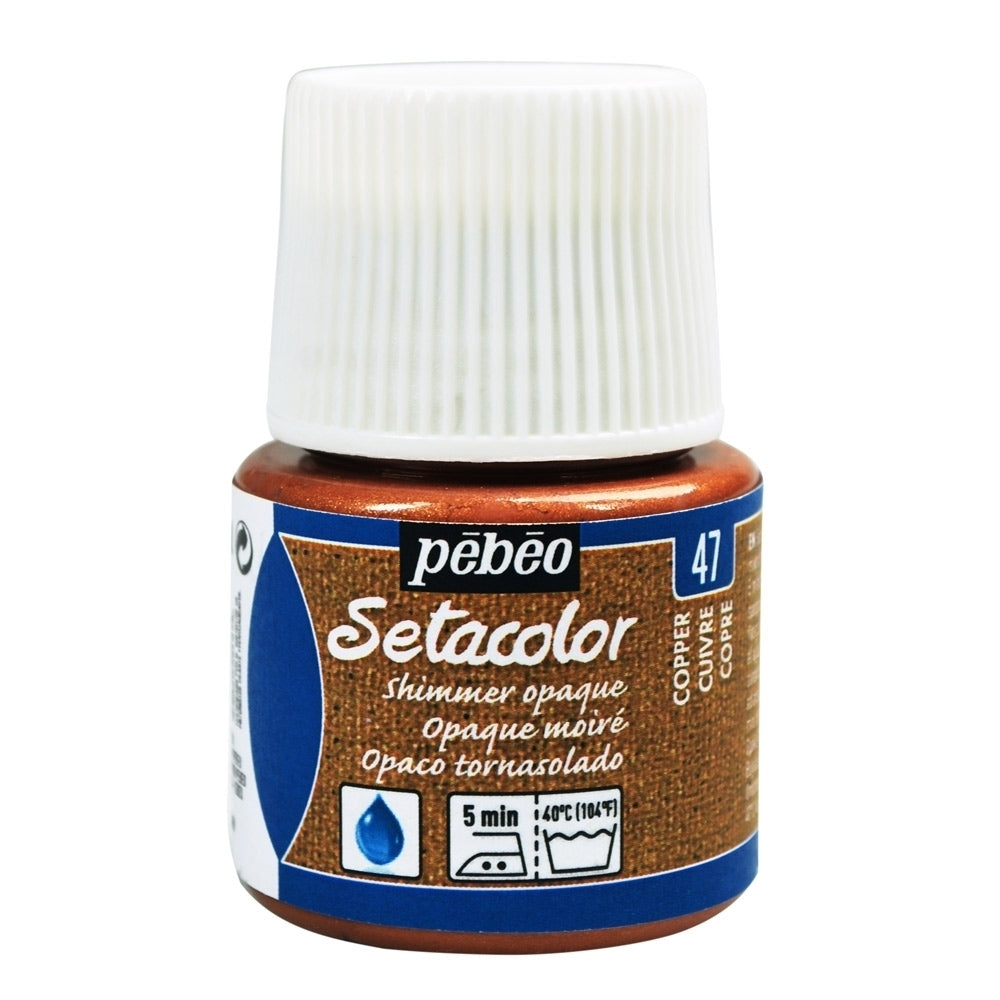 Pebeo - Setacolor Stoff & Textilfarbe - undurchsichtiger Schimmer - Kupfer - 45 ml