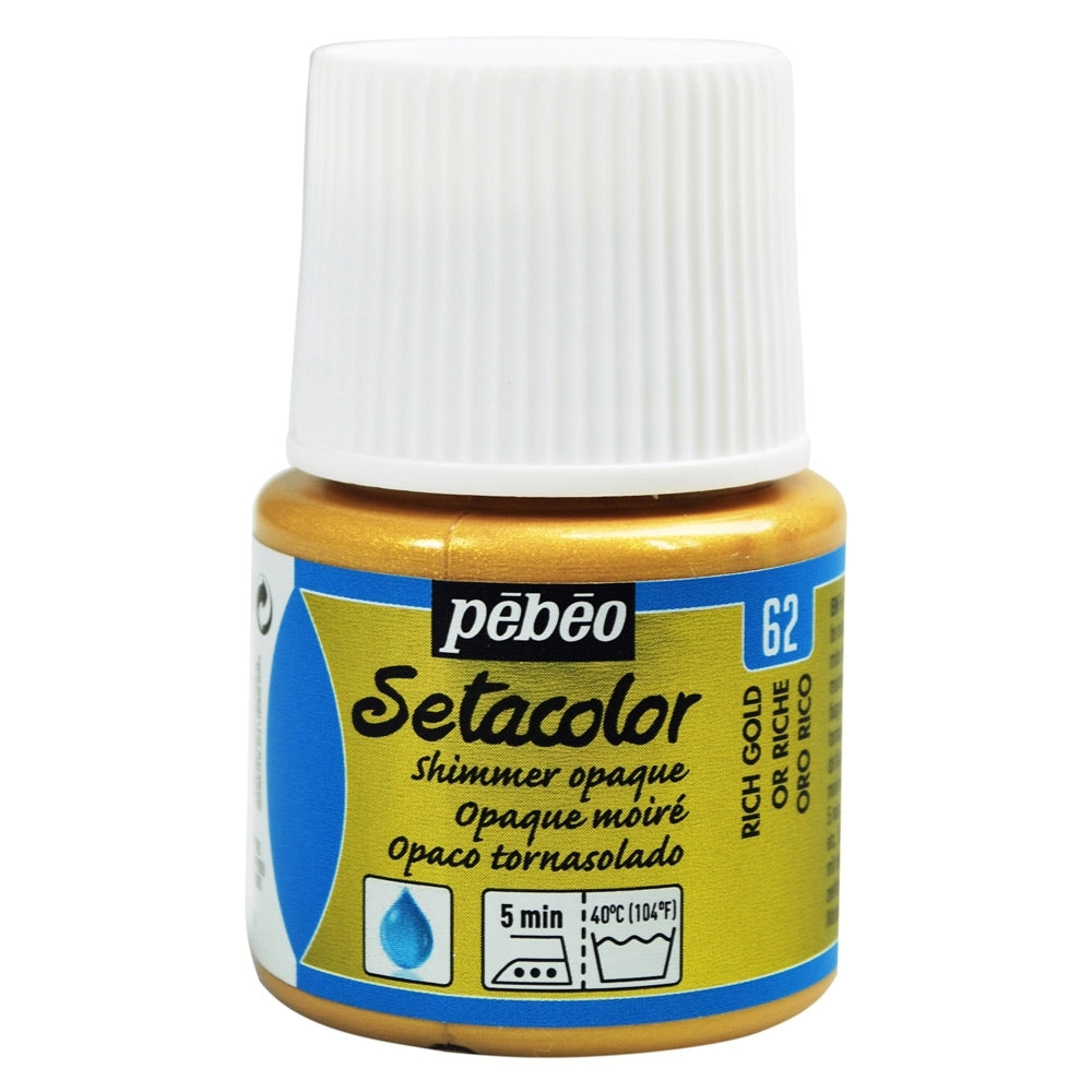 Pebeo - Setacolor Stoff & Textilfarbe - undurchsichtiges Schimmer - reiches Gold - 45 ml
