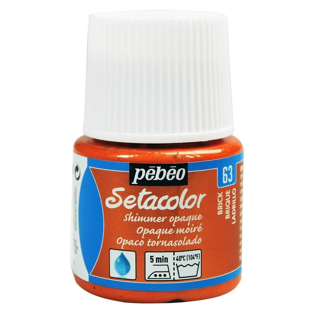 Pebeo - Setacolor Stoff & Textilfarbe - undurchsichtiger Schimmer - Ziegel - 45 ml